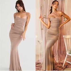 Milena Almond Jersey Corset Maxi Dress XS